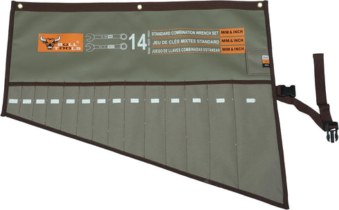 Wrench Roll Bag Organizer Tool Pouch Tools Bag Metric & SAE Hand Crafted, Heavy Weight, Water Proof Ballistic Polyester Oxford Canvas 14 Pocket - ...