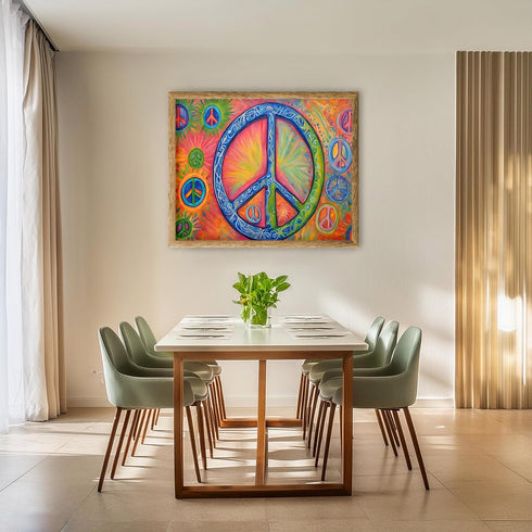 Posterizer 1 pcs- psychedelic funky hippie colorful peace sign 2-Fantasy & Fiction Art-Retro Art- Living Room Bedroom Decor- unframed wall art...