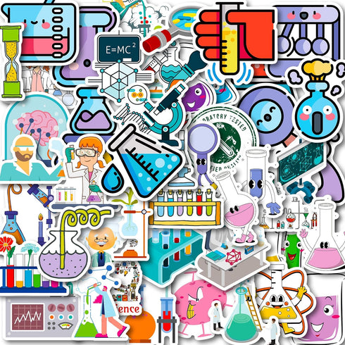 50 Pcs Funny Laboratory Science Stickers for Kids Teens Students Teachers, Science Experiment Waterproof Vinyl Stickers & Chemistry Decals for Lap...