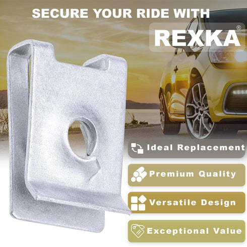 Rexka 25 pcs Fender Liner Bumper Cover Splash Shield U Type Nut Clip Compatible with BMW 07129904150 E36 E46 E60 E63 E88 E90...