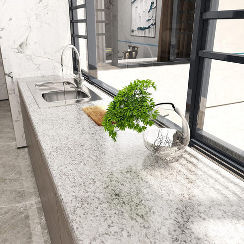 Grey Granite Countertop Contact Paper for Countertops Waterproof Granite Peel and Stick Wallpaper 17.7"x100" Self Adhesive Removable Counter Top S...