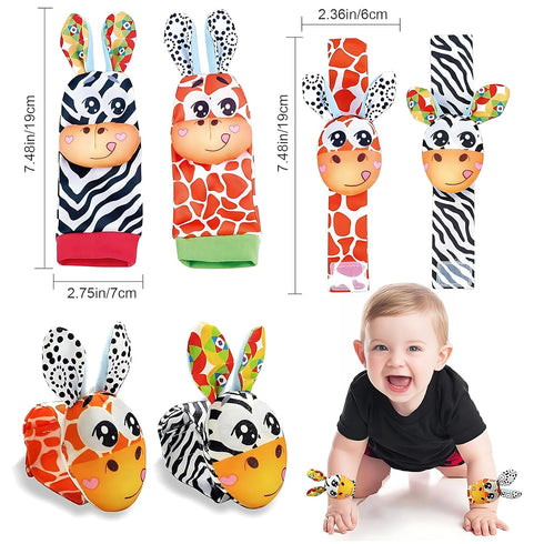 Adpartner Baby Rattles Toys for 0-12 Months Babies, 8PCS Infant Wrist Rattles Foot Finder Socks Set, Newborn Hand & Foot Rattle Toys Soft Baby Toy...