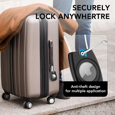HATALKIN Compatible with Apple AirTag Holder, IPX8 Waterproof AirTag Secure Holder with Wire Cable Air Tag Lock Keychain Key Ring Holder Case Lugg...