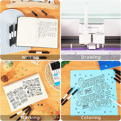 REALIKE Dual Tip Pens for Cricut Maker 3/Maker/Explore 3/Air 2/Air, Black Pens Set of 7 Pack Dual Tip Marker Fine Point Pen Writing Drawing Access...