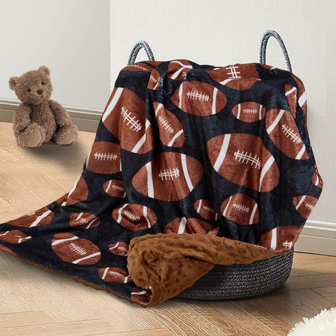 Football Baby Blanket for Boys Girls Soft Fleece Minky Blanket with Dotted Backing Double Layer Newborn Toddler Blankie for Nursery Stroller Crib ...