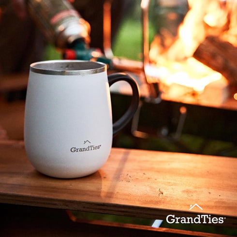 GRANDTIES Insulated Coffee Mug with Handle - Sliding Lid for Splash-Proof 16 oz Wine Glass Shape Thermal Tumbler with Double Walled Vacuum Stainle...