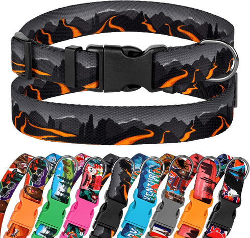 Nature Dog Collar Travel Pattern Adjustable Nylon Pet Collars for Small Medium Large Dogs Puppy Designer Print (Hawaii, Neck Fit 10"-13")...