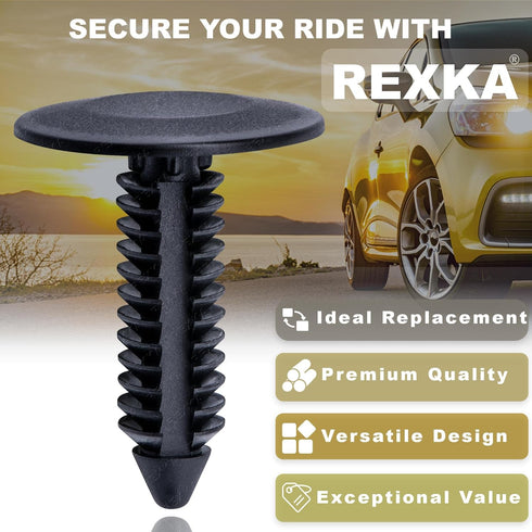 Rexka 100pcs M6.3 Splash Shield Wheel Cover Bumper Cover Retainer Clip Pin Rivet for Jeep Dodge Ram Chrysler 6501916 GM 22547243...