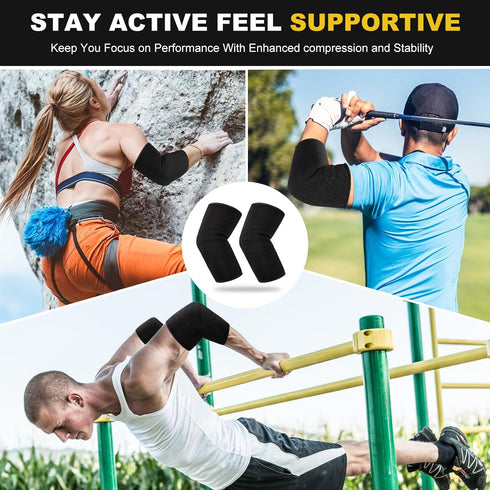 Elbow Compression Sleeves, Elbow Brace for Men Women, Tennis Golfer's Elbow Support, Arm Support Sleeves For Sports Protection And Pain Relief (Bl...