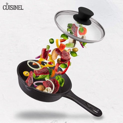 Cuisinel Glass Lid - 6"-inch/15.24-cm/158mm - Compatible with Lodge - Fully Assembled Tempered Replacement Cover - Oven Safe for Skillets Pots Pan...