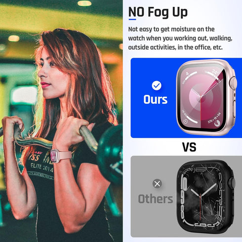 Goton 2 in 1 Waterproof Case for Apple Watch Series 9 8 7 41mm Screen Protector, 360 Protective Glass Face Cover Hard PC Bumper + Back Frame for i...