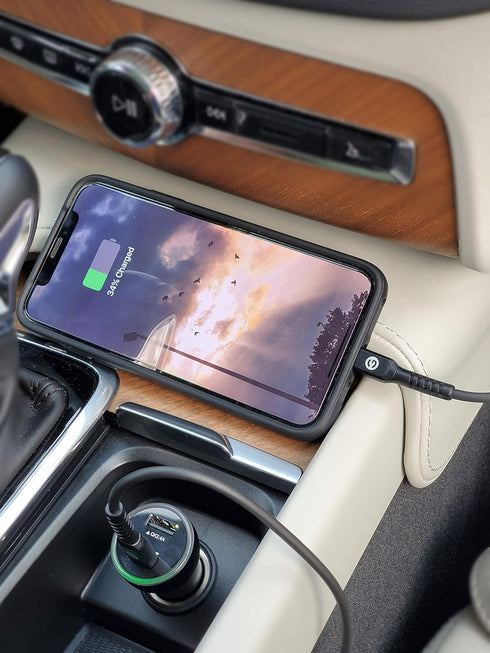 Galvanox iPhone Car Charger (30W) Multi Port Fast Charging Car Adapter with MFi Apple Certified USB-C to Lightning Cable for iPhone 11/12/13/14 Pr...