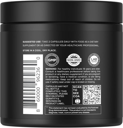 ELMNT 40,000mg 40x Strength Organic Black Maca Root with Ashwagandha - Highest Potency Black Maca Root Capsules for Men - 100% Pure Maca Peruana P...