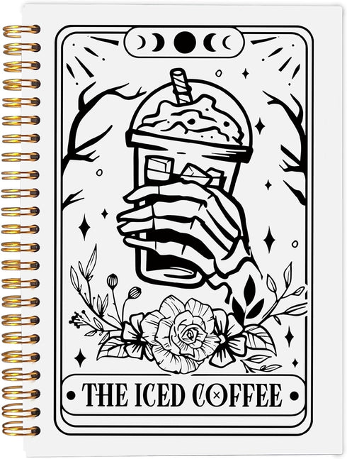 The Iced Coffee Tarot Journal Notebook - Coffee Lover Gifts, Tarot Lover Gifts, Gothic Skeleton Notebook, Witchy Journal, Witchy Gifts, Gothic Off...