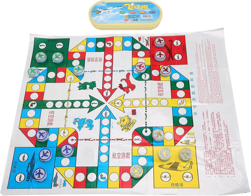 Flight Chess, Portable Board Game Aeroplane Chess Flying Chess Flight Game Set with Oval Box Chess and Leisure Sports Supplies Chinese Flying Ches...