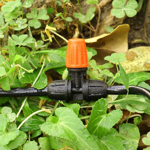 Upgraded Three-Way Atomizing Nozzle for 1/4 Inch Irrigation Tubing, 24 Pcs Adjustable Micro Spray Irrigation Emitters with Integrated 1/4 Inch Tee...