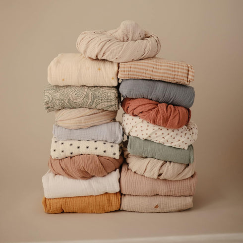 mushie Extra Soft Muslin Fitted MINI Crib Sheet | 24"x 38" (Natural Stripe)...