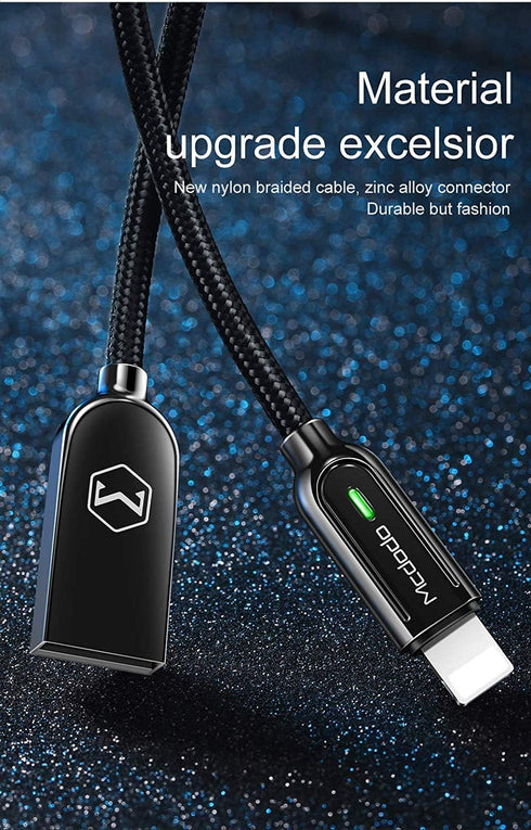 mcdodo Power Off/On Smart LED Auto Disconnect and Auto Recharge Nylon Braided Sync Charge USB Data 4FT/1.2M Cable Compatible with Phone 14/13/12/1...