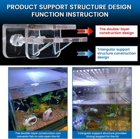 6pcs aquarium lid clips fish tank top cover lid support holder clip for rimless or rim fish tank...