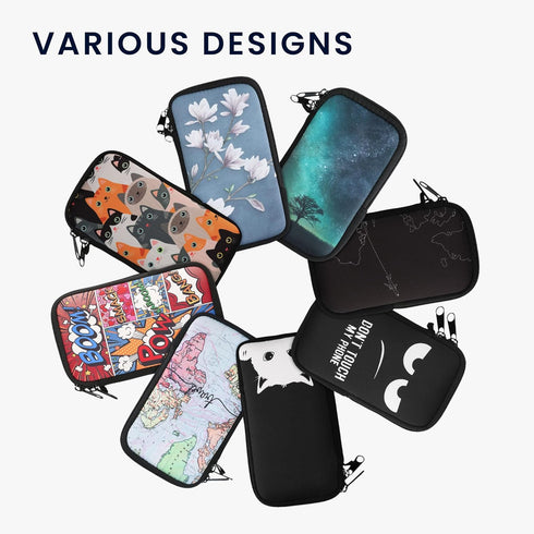 kwmobile Neoprene Sleeve for Smartphone Size XXL - 7" - Shock Absorbing Pouch Case - Protective Phone Bag - Meow Meow White/Black......