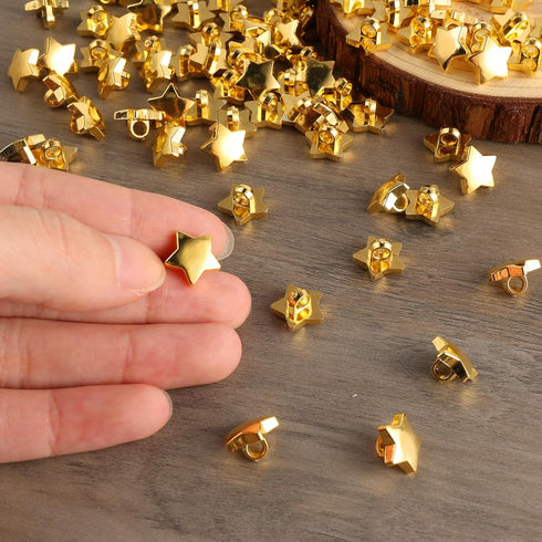 100Pcs Star Buttons Small Sewing Craft Gold Star Buttons Star Decorative Buttons for Clothing Costume Design Scrapbooking Art Crafts DIY Decoratio...