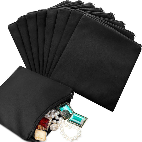 Sanwuta 8 Pcs Zippered Silver Storage Bags Anti Tarnish Bags Silver Pouches Silver Keeper Jewelry Storage Protector Bags (Black, 5.9 x 5.9 Inch)...