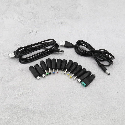 2PCS 5V USB2.0 to DC Power Cable USB to DC Charging Cord with 13 Connector Plugs for Laptops Monitors Power Banks Speakers......