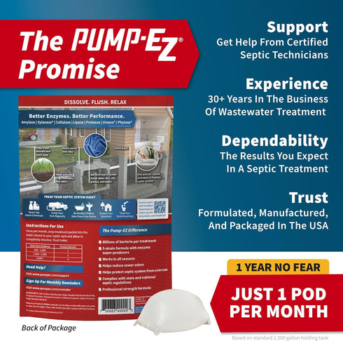 Enzyme Septic Tank Treatment Tablets, 1-Year Supply Home Value Pack, Septic System Bacteria, Premeasured - Extra Strength, No Mess, Made in the US...