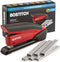 Bostitch Stapler with 1260 Staples - InPower Red Spring Powered Stapler - Built-in Staple Remover - Staple Storage Compartment - One Touch Heavy D...