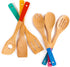 BergHOFF Bamboo 6Pc Utensil Set, Slotted & Plain Spatula, Slotted Spoon, Serving Spoon, Spaghetti Spoon, Salad Spoons 12" Multi-colors with Hangin...