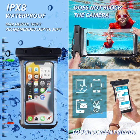 Large Waterproof Bags, Waterproof Phone Pouch for iPhone Pro MAX, Cruise Essentials 2-Piece Set, IPX8 Dry Bags for Vacation Swimming Boating Beach...
