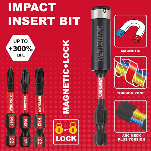 Anti-slip Hex Impact Tough Magnetic Screwdriver Bits Set 2 in. PH1/PH2/PH3 Insert Driver Bits,40Pack 1/4 Inch Hex Shank Phillips Cross Screwdriver...
