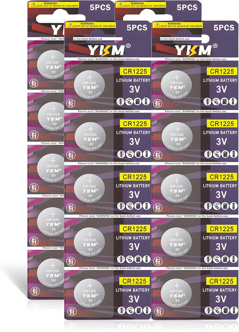 CR1225 3V Lithium Battery BR1225 1225 Replacement for Thermometer Calculator Medical Device Long Lasting Button Battery (20 Pack)...