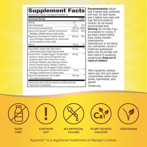 Nature's Way Alive! Calcium Max Absorption, Bone Support*, Plant Source Calcium, Vitamin D3 & K2, Magnesium, 120 Tablets (Packaging May Vary)...