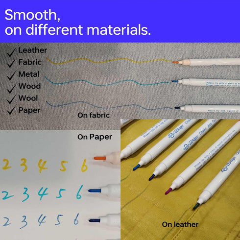 12 Pieces Disappearing Ink Pen Fabric Pen 6 Color Water Erasable Pen Fabric Marker for Sewing Embroidery Supplies DIY Tracing Tools...
