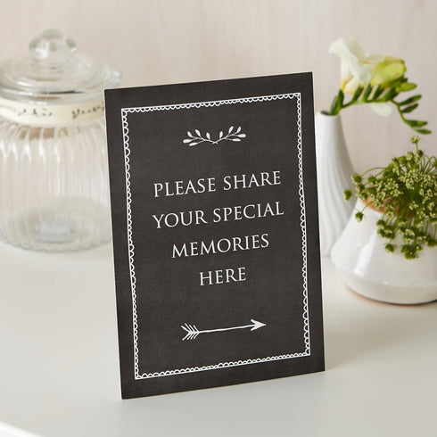 ANGEL & DOVE Set of 2 Black Funeral Memory Table Signs - for Condolence Book, Memorial, Celebration of Life...