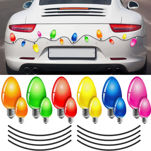 20 Pieces Reflective Christmas Car Magnets Set, 12 Pieces Xmas Holiday Christmas Lights Bulb Magnet Set for Xmas Holiday Winter Party Car, Garage,...