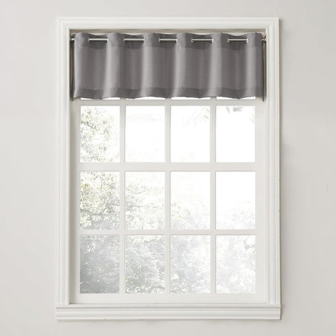 No. 918 Montego Casual Textured Semi-Sheer Grommet Kitchen Curtain Valance, 56" x 14", Nickel...