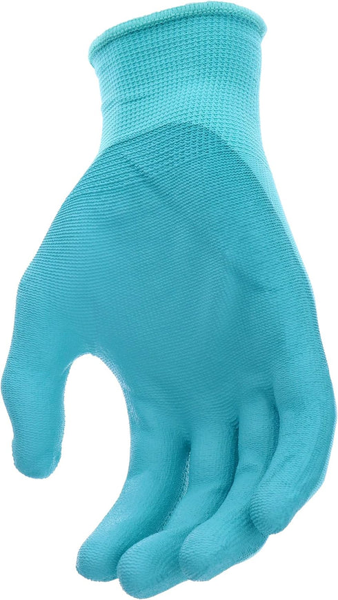 Miracle-Gro MG37164 Stretch Knit Gardening Gloves - Aqua Blue, Medium/Large, PU Work Gloves with Nylon Shell, Water Resistant...