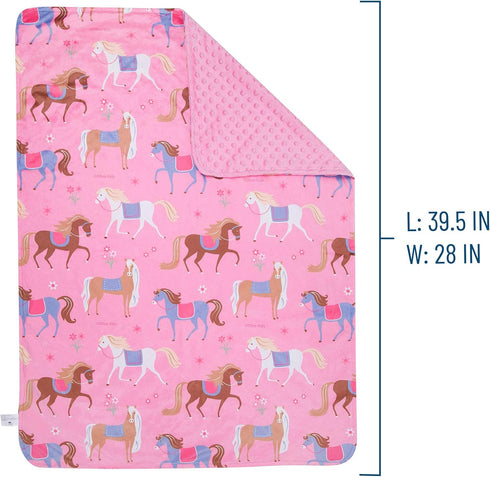 Wildkin Plush Baby Blanket – Soft & Cozy Comfort, Ideal for Toddlers, Travel & Daycare - Horses...