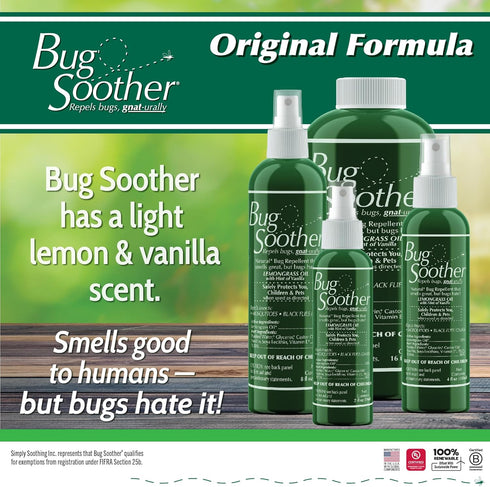 Bug Soother Spray 8 oz - Natural Insect, Gnat and Mosquito Repellent & Deterrent - Safe Bug Spray for Adults, Kids, Pets, & Environment - Made in ...