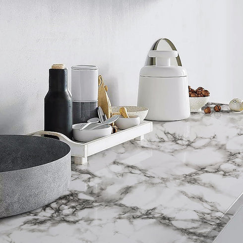 Safiyya Wallpaper Marble Contact Paper Granite Wallpaper Peel and Stick Modern Adhesive Removable Wallpaper White and Grey Contact Paper for Count...