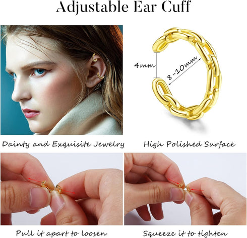 HAIAISO 18 Pcs Gold Ear Cuffs for Women Non Piercing Adjustable Ear Cuff Earrings Clip On Cartilage Helix Wrap Ear Jewelry Set...