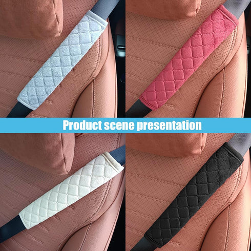 2PCS Universal Car Seatbelt Strap Cover, Long Crystal Velvet Shoulder Pad Cover Kit for Adults and Children, Helps Avoid Friction on Shoulder and ...