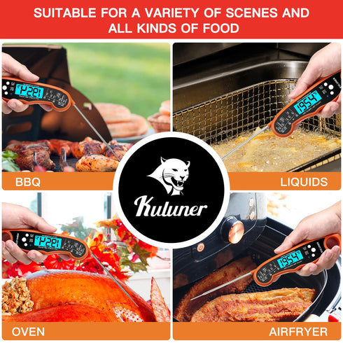 TP-01 Waterproof Digital Instant Read Meat Thermometer with 4.6 Folding Probe Backlight Calibration Function for Cooking Food Candy, BBQ Grill, Li...