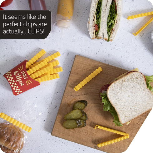 Fries Clips: 12 Cute French-Fries-Shaped Bag Clips to Seal Opened Food Packages | Fun Bag Clips for Food in a Magnetic Box to Always Be at Hand | ...