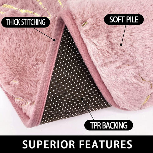 Marble Bathroom Rugs and Mats Set 3 Piece Nonslip Pink Bathroom Mats Soft Washable Bath Mat for Bathroom Floor Mats Carpet Water Absorbent Shower ...
