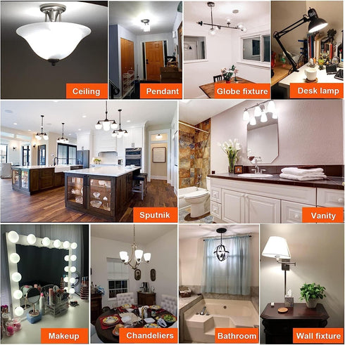 Leools Dimmable E26 LED Bulb 4W Equal E26 40 Watt Light Bulb,E26 Globe Edison Light Bulbs,Daylight 4000K G16.5 Light Bulb led for Pendant,Chandeli...