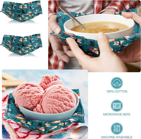 Cunhill Cotton Microwave Bowl Holders Bowl Hot Pads Heat Resistant Bowl Potholders Multipurpose Holders Quilted Bowl Cozy for Soup Bowl Hot Pads K...