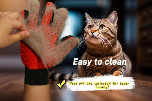 Grooming Gloves for Dogs and Cats - 259 Soft Silicone Tips - Five finger design Massage Mitt - Skin-Friendly and Gentle Massage - Perfect for Shed...